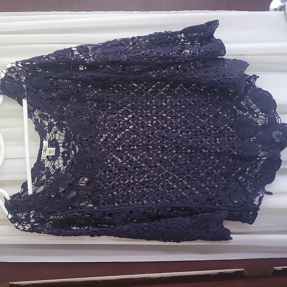 Women's Cato XL navy blue crochet sweater